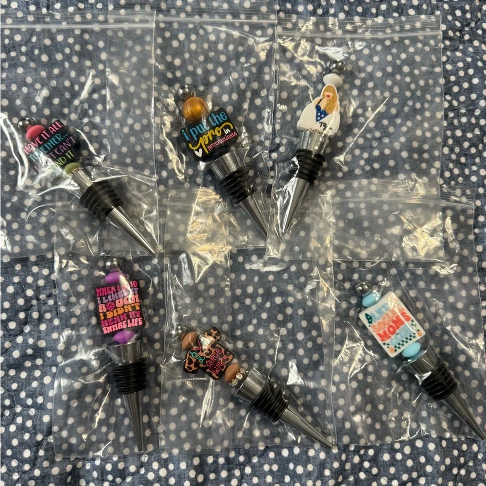Colorful Wine Bottle Stoppers Set - Perfect Party Favors (set of 6)